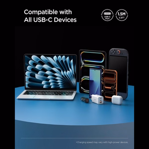Spigen Essential EB10015CC USB-C / USB-C 100W 150cm Kaapeli - Musta