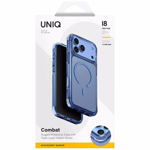 Uniq Combat Magclick Charging -suojakuori iPhone 18 Pro Max / 17 Pro Max – sininen