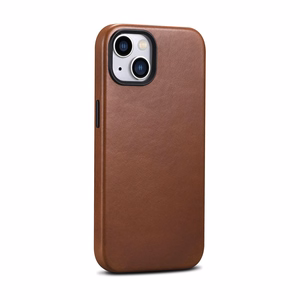iCarer Öljyvaha Premium Nahkakotelo iPhone 14 Plus Magneettinen nahkakotelo MagSafe ruskea (WMI14220703-RB)