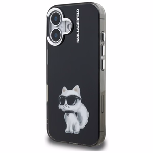 Karl Lagerfeld IML Aquarelle Choupette & Logo iPhone 16 Case - Black
