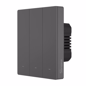 SONOFF M5-3C-80 älykäs Wi-Fi-seinäkytkin (3-kanavainen, kehykseen, grafiitti)