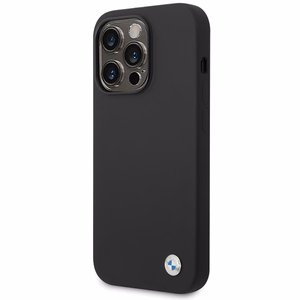 BMW Silikoninen Metal Logo iPhone 15 Pro Max Suojakuori - musta