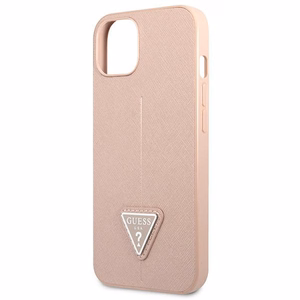 Guess GUHCP13SPSATLP iPhone 13 mini 5.4" vaaleanpunainen/vaaleanpunainen kova kotelo SaffianoTriangle Logo