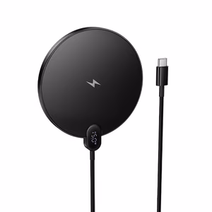 Langaton laturi Hoco 15W USB-C-kaapelilla ja digitaalinäytöllä CW62 - musta