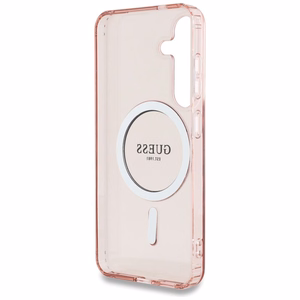 GUESS Suojakuori Samsung S25:lle GUHMS25SHFGEREP (Magneettinen IML Glitter Circle) Vaaleanpunainen
