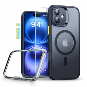 ESR Classic Pro Set Halolock MagSafe suojakuori iPhone 16 -puhelimelle - musta