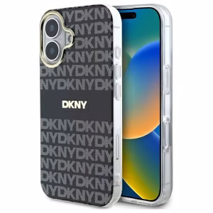 DKNY Repeat Texture Pattern Stripe Suojakuori iPhone 16:lle - musta