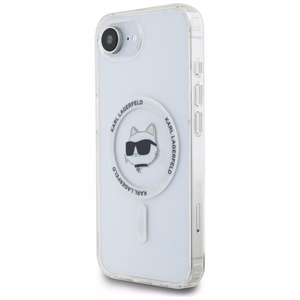 Karl Lagerfeld IML Metal Choupette Head MagSafe Alkuperäinen Pussi iPhone 17e/16e:lle - Valkoinen