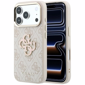 Guess 4G & Big Resin Logo suojakuori mallille iPhone 17 Pro / 18 Pro – väri: vaaleanpunainen