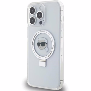 Karl Lagerfeld KLHMP15LHMRSKHH iPhone 15 Pro 6.1 valkoinen/valkoinen kovakuori Ring Stand Karl Head MagSafe