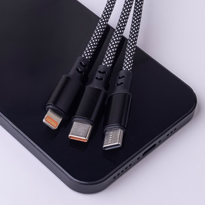 Maxlife ALLin1 kaapeli USB + USB-C - Lightning + 2x USB-C 1,0 m 66W musta