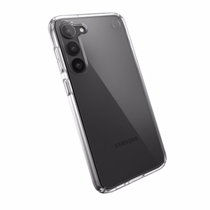 Speck Presidio Perfect-Clear case for Samsung Galaxy S23+, with Microban antimicrobial protection