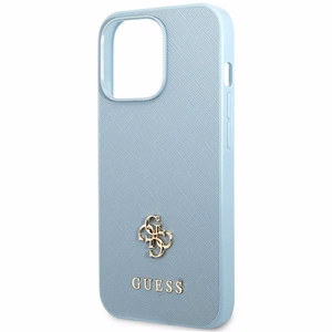 Guess Saffiano 4G Small Metal Logo case for iPhone 13 Pro Max - blue