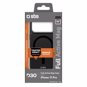 SBS Full Active Mag Suojakuori D3O-teknologialla iPhone 17 Pro Max:lle - musta