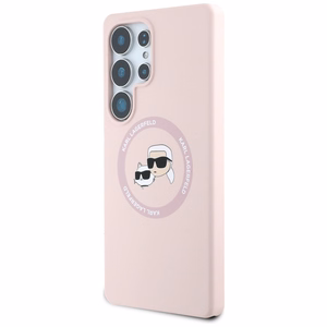 Karl Lagerfeld Suojakuori Samsung S25 Ultralle KLHMS25LSKCHTCP (Magneettinen Silikoninen Double Heads) Vaaleanpunainen