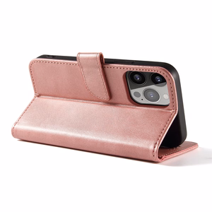 Magnet Case elegant bookcase type case with kickstand for iPhone 13 Pro pink