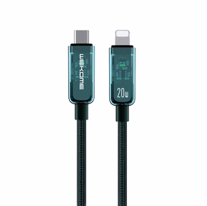 WEKOME WDC-181 Vanguard Series USB-C–Lightning-lataus- ja datakaapeli, 1 m, PD 20 W, vihreä