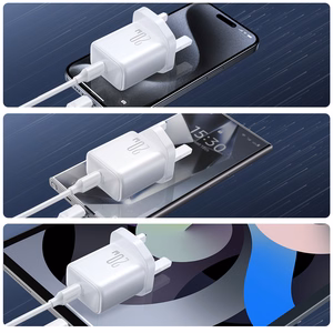 Joyroom JR-TCF20 PD 20W Seinälaturi (UK-pistoke) ja 1m USB-C Kaapeli - Valkoinen