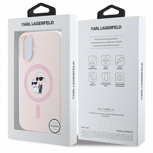 KARL LAGERFELD Silikoninen KC Body Ring MagSafe Suojakuori KLHMP16MSCMKCRHP iPhone 16 Plus:lle - Vaaleanpunainen