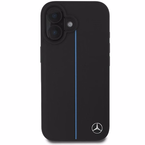 Mercedes MB Blue Line Nahkainen MagSafe Suojakuori iPhone 16:lle - Musta