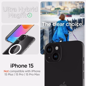 Spigen Ultra Hybrid Mag Suojakuori MagSafella iPhone 15:lle - Valkoinen