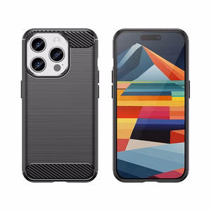 Flexible carbon pattern case for iPhone 15 Pro Carbon Case - black