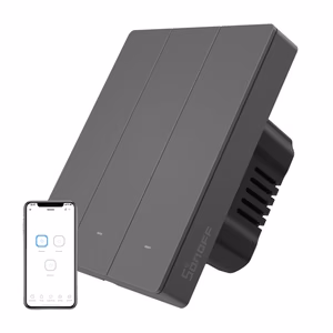 SONOFF M5-3C-80 älykäs Wi-Fi-seinäkytkin (3-kanavainen, kehykseen, grafiitti)