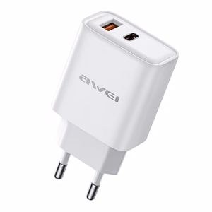Laturi Awei PD81-EU 22,5W USB-A/USB-C valkoinen