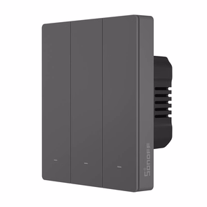 SONOFF M5-3C-80 älykäs Wi-Fi-seinäkytkin (3-kanavainen, kehykseen, grafiitti)