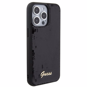 Guess Suojakuori iPhone 15 Pro Max 6,7:lle GUHCP15XPSFDGSK musta HC Sequin Script Metal