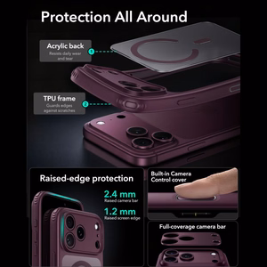 ESR Classic Hybrid MagSafe suojakuori malleille iPhone 18 Pro Max / 17 Pro Max, tumma kirsikanvärinen