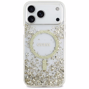 GUESS Resin Bottom Glitter MagSafe -suojakuori iPhone 17 Pro Max - kulta