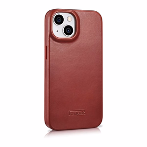 iCarer CE Oil Wax Premium Leather Folio Case iPhone 14 Plus Magnetic Flip Leather Folio Case MagSafe Red (AKI14220707-RD)
