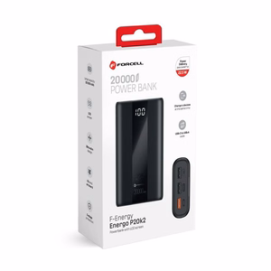 Varavirtalähde Forcell F-Energy Energo P20K2 QC3.0 PD 3A 22,5W 20000 mAh musta