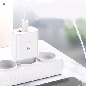 SEINÄLATURI T-PHOX SPEEDY USB-C 20W/USB 18W PD QC + KAAPELI LIGHTNING 1M VALKOINEN