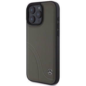 Mercedes MB Curved Stitches Nahkainen Suojakuori iPhone 16 Pro Max:lle - Ruskea