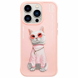NIMMY Suojakuori GLASSES COOL CAT iPhone 15 Pro:lle vaaleanpunainen