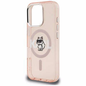 Karl Lagerfeld IML Choupette Sketch Logo MagSafe Suojakuori iPhone 16 Pro Max - vaaleanpunainen