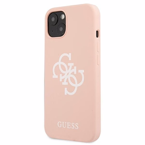 Guess GUHCP13SLS4GWPI iPhone 13 mini 5.4" vaaleanpunainen/vaaleanpunainen kova kotelo Silikoni 4G Logo