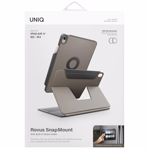 Uniq Rovus Snapmount Magneettinen 360 pyörivä irrotettava Suojakuori iPad Air 11 2024 / 2025 / iPad Air 10.9 2020 / 2022 - harmaa