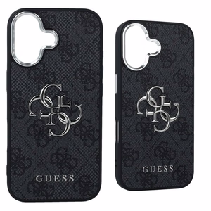 GUESS suojakuori iPhone 17 GUHCP17SP4G4SMCK (4G PU-nahkakuori isolla 4G- ja Classic-logolla sekä hopeisella metallikameran kehyksellä) musta