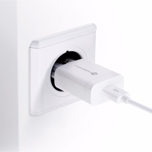 Puhelinlaturi Forcell F-Energy USB A QC3.0 2,4A 18W + kaapeli USB A - USB C TFK-TC-1099 valkoinen