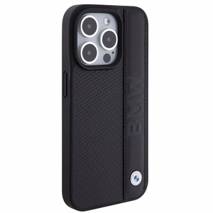 BMW Nahkainen Textured & Stripe iPhone 15 Pro Max Suojakuori - musta