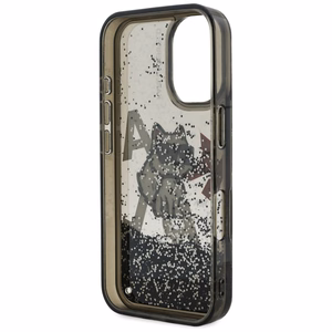 Karl Lagerfeld Liquid Glitter Choupette Logo iPhone 16 Case - Black