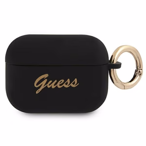 Guess GUAPSSSK AirPods Pro suojakuori musta/musta Silikoni Vintage Script -viinikirjoitus