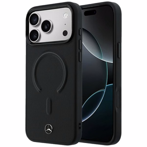 Mercedes 3D MagSafe nahkainen suojakuori malleille iPhone 18 Pro Max / 17 Pro Max, musta