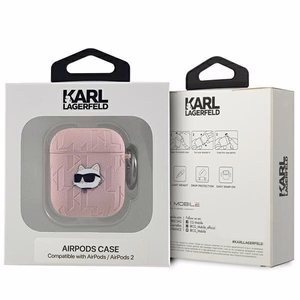Karl Lagerfeld Monogram Choupette Head Suojakuori AirPods 1 / 2 -kuulokkeille - vaaleanpunainen