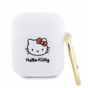 Hello Kitty Silicone 3D Kitty Head suojakuori AirPods 1/2:lle - valkoinen
