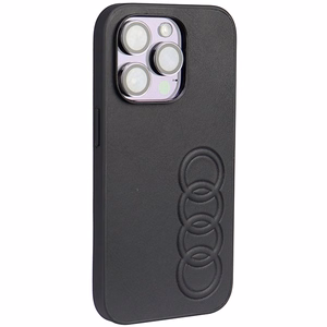 Audi Synthetic Leather Suojakuori iPhone 14 Pro 6.1 musta/musta kova kuori AU-TPUPPCIP14P-TT/D1-BK