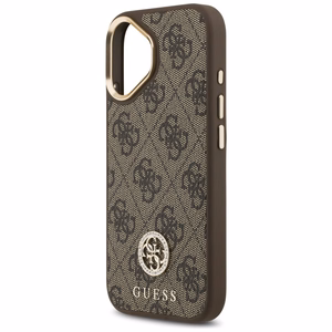 Guess 4G Strass Logo & Big Strap Metal Buttons MagSafe suojakuori iPhone 17 - ruskea